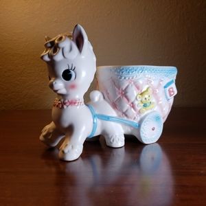 Vintage Horse Pulling Carriage Baby Planter
